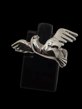 Sterling Silver Dove Bird Ring Size 7.75 Statement Band